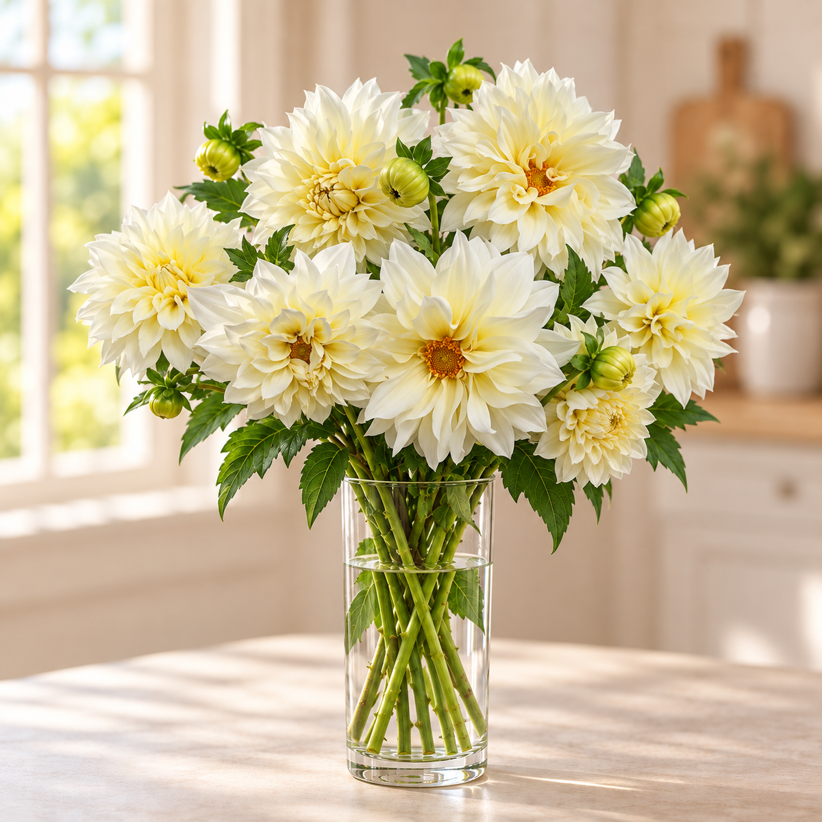 Ivory Dinner Plate Dahlia Bouquet