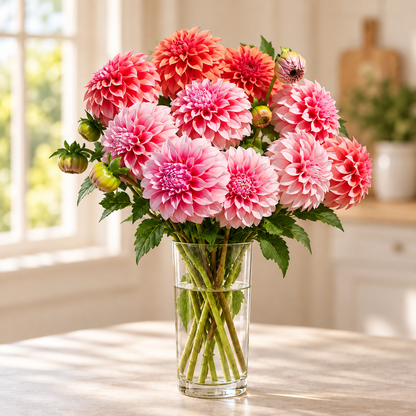 Coral Dahlia Bouquet
