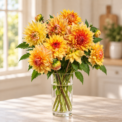 Golden Dinner Plate Dahlia Bouquet
