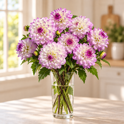 Lavender/White Dinner Plate Dahlia Bouquet